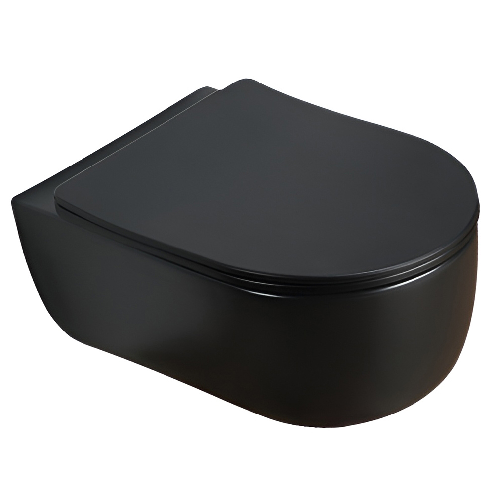 картинка Унитаз подвесной AVS Диапазон безободковый с сиденьем, черный матовый