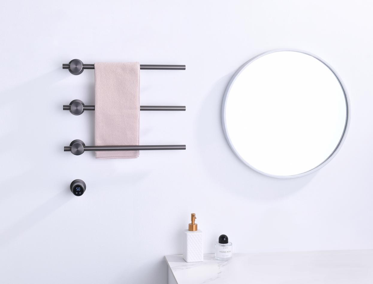 картинка Полотенцесушитель электрический, встроенный Timo Saona 51x45 см., Черное золото