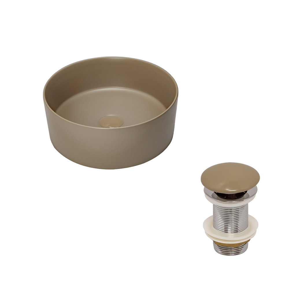 Раковина AVS Лилиан 36x36 капучино матовая с донным клапаном