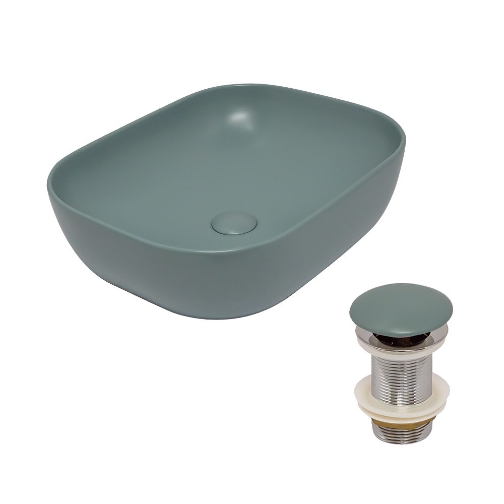 Раковина AVS Клара 51x40 зеленая матовая с донным клапаном