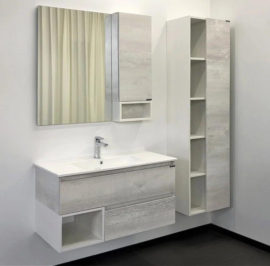 Фото Мебель для ванны Comforty Турин 90 дуб белый (тумба с раковиной) 
