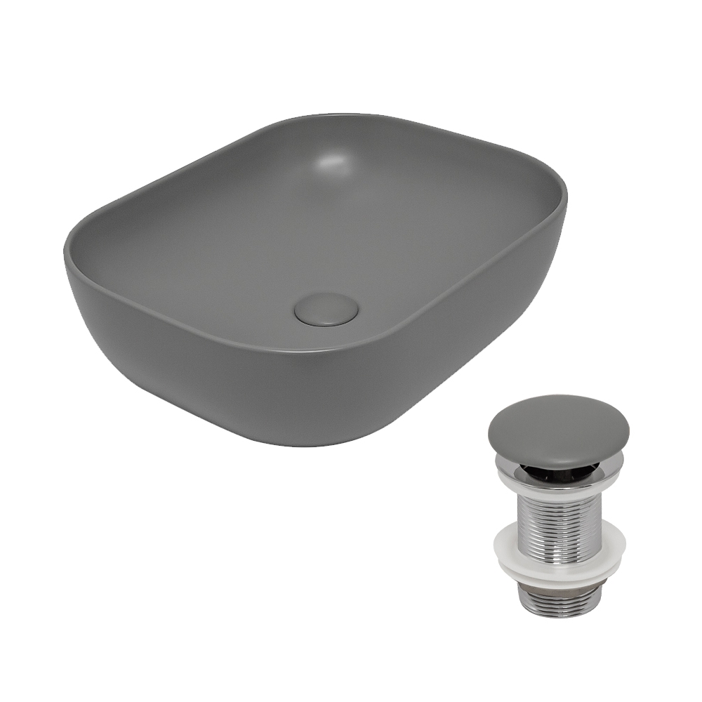 Раковина AVS Клара 51x40 серая матовая с донным клапаном