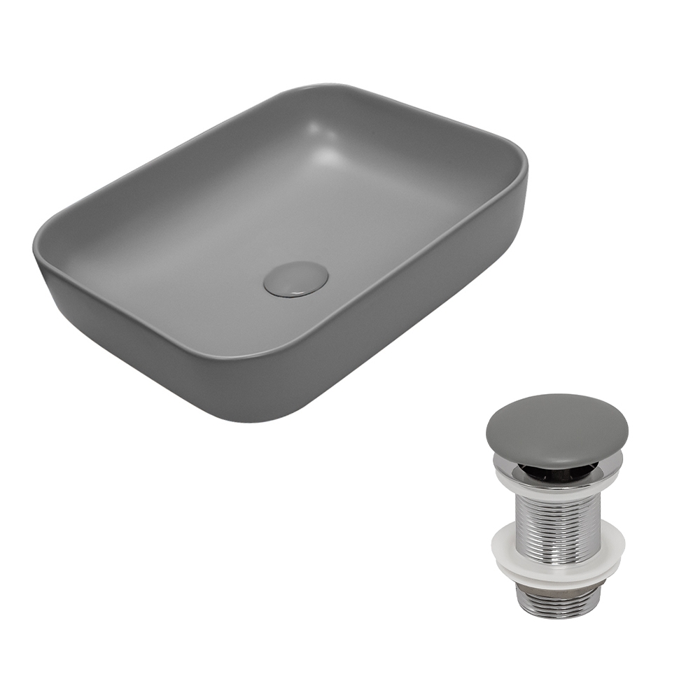 Раковина AVS Розали 50x39 цементно-серая матовая с донным клапаном