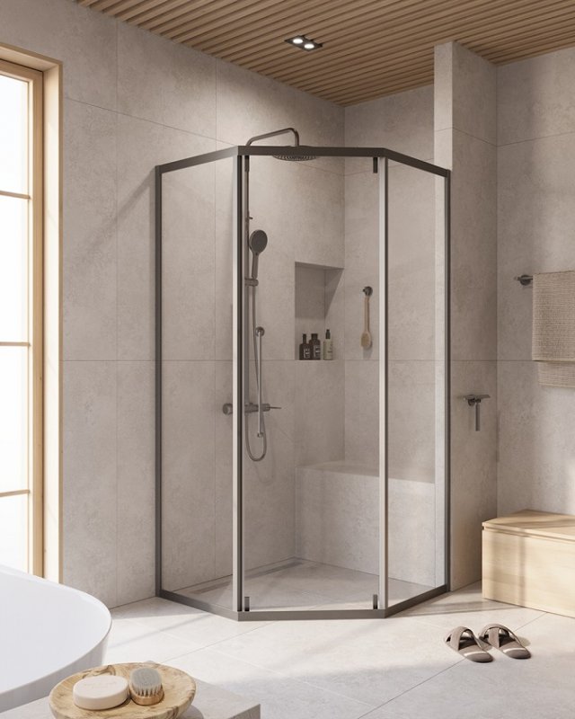 картинка Душевое ограждение CEZARES RELAX-304-P-1-100-C-GM , оружейная сталь