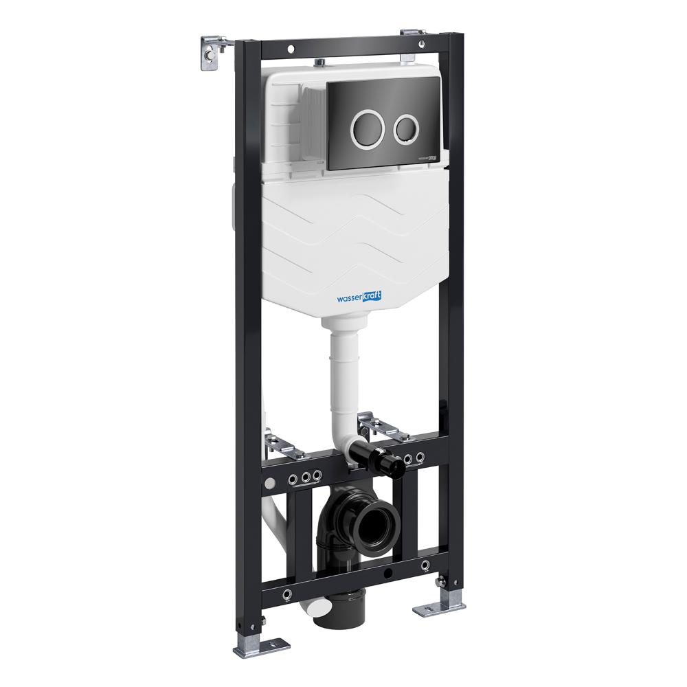 Инсталляция WasserKRAFT для подвесного унитаза Aller 10TLT.010.ME.PB01+ кнопка черная глянцевая