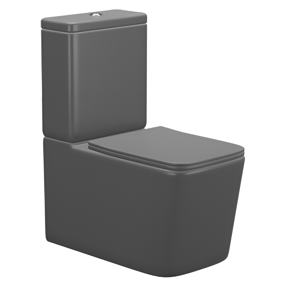 картинка Унитаз-компакт AVS Атом безободковый с сиденьем, темно-серый матовый