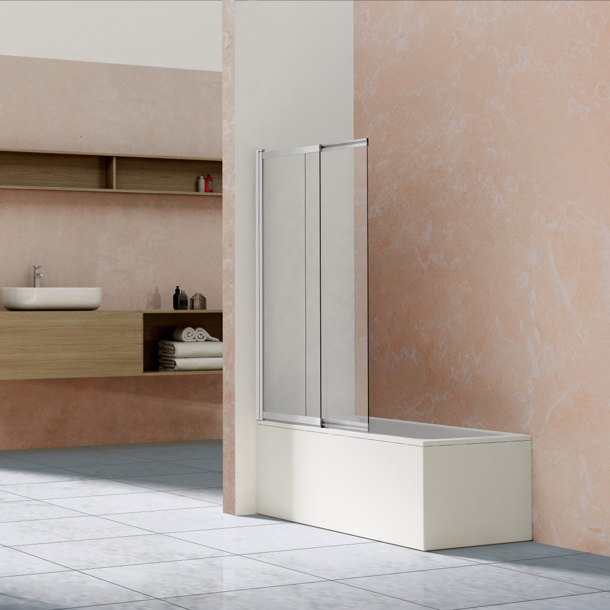картинка Шторка на ванну Vincea VSB-1E100CLBN 100х145см., брашированный никель