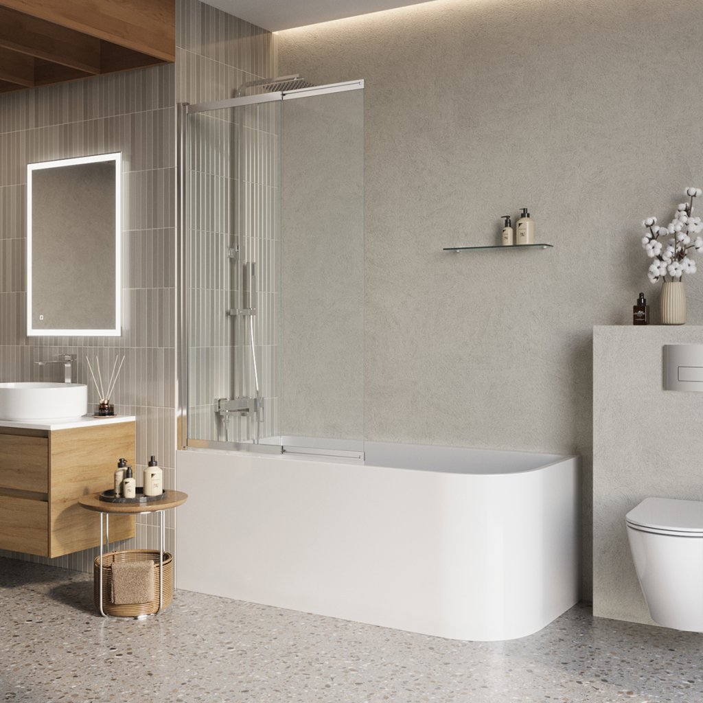 картинка Душевая шторка на ванну BELBAGNO LUCE-VF-11-90/145-C-Cr