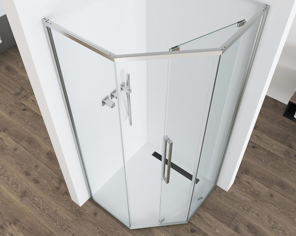 картинка Душевое ограждение Black&White S1150-9090N 90x90,  брашированный никель