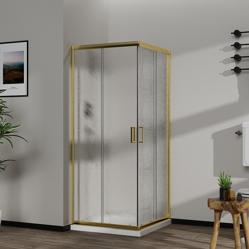 картинка Душевая уголок Azario Париж 100x100x195 , брашированное золото