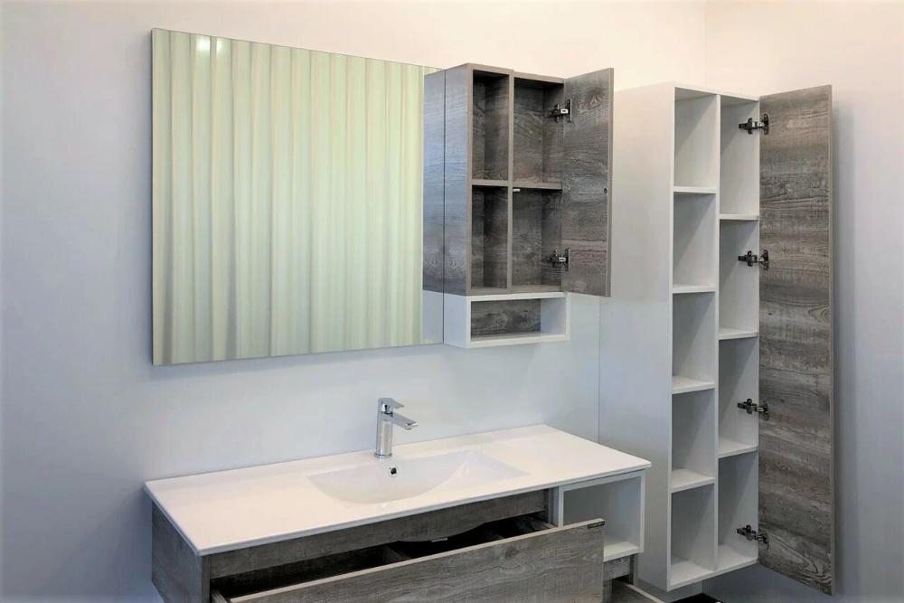 Фото Зеркало-шкаф для ванны Comforty Турин 120 дуб бежевый 