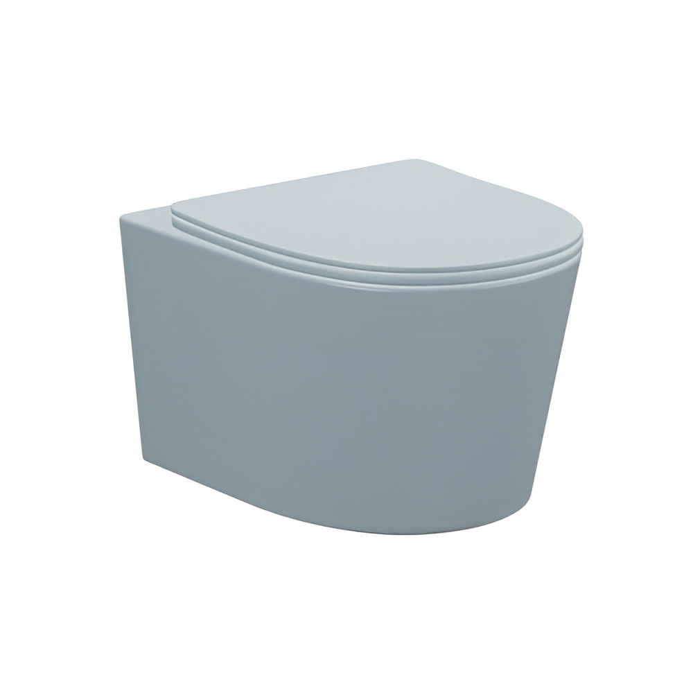 картинка Унитаз подвесной AVS Спектр безободковый с сиденьем, голубой матовый