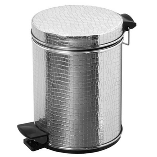 картинка Ведро для мусора AVS серебро (крокодил) 5 л