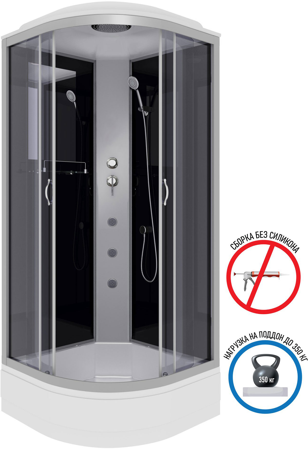 картинка Душевая кабина Niagara NG-3502-14G 100x100x215 cm. Крыша, гидромассаж, тропический душ