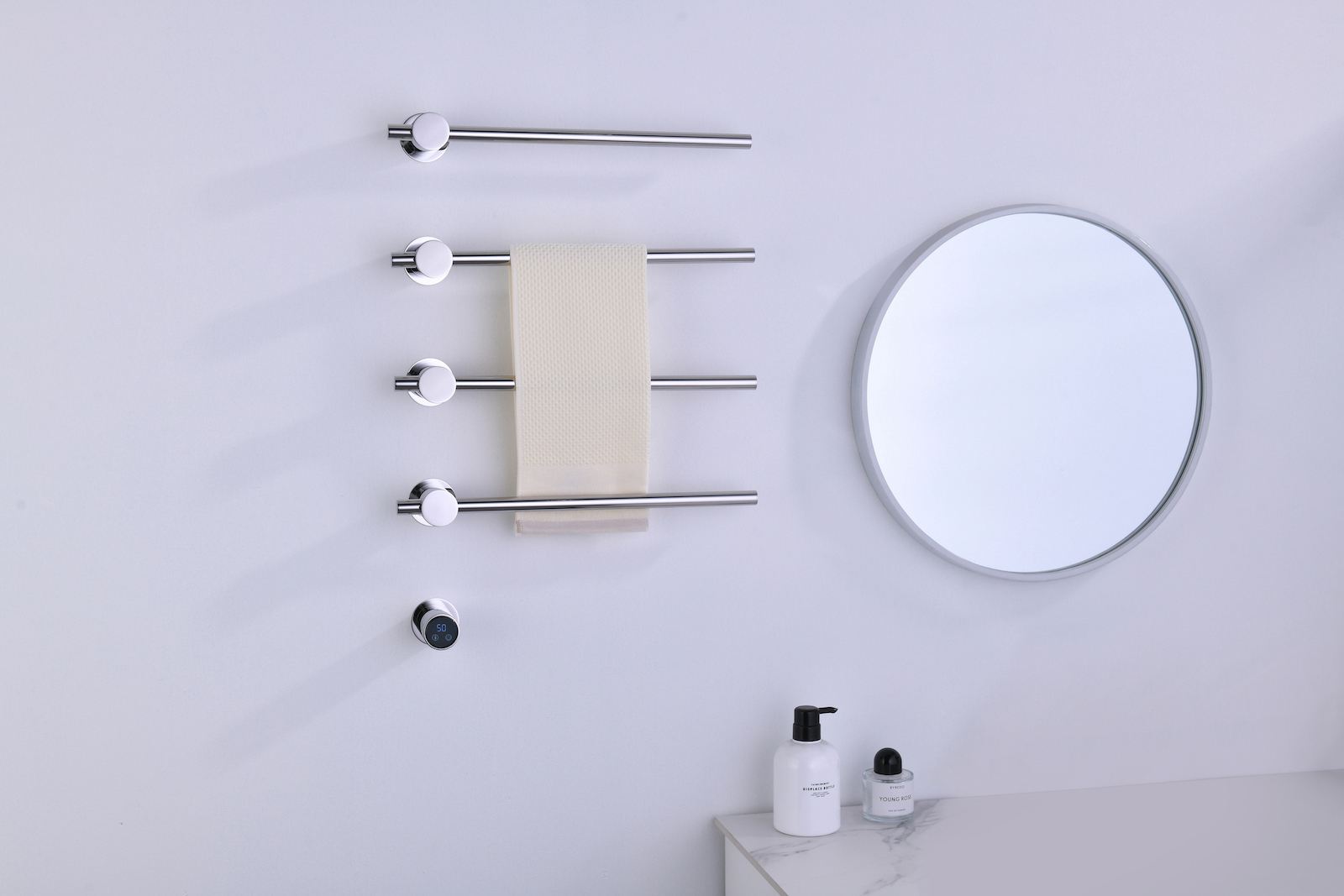 картинка Полотенцесушитель электрический, встроенный Timo Saona 66x45 см. , хром