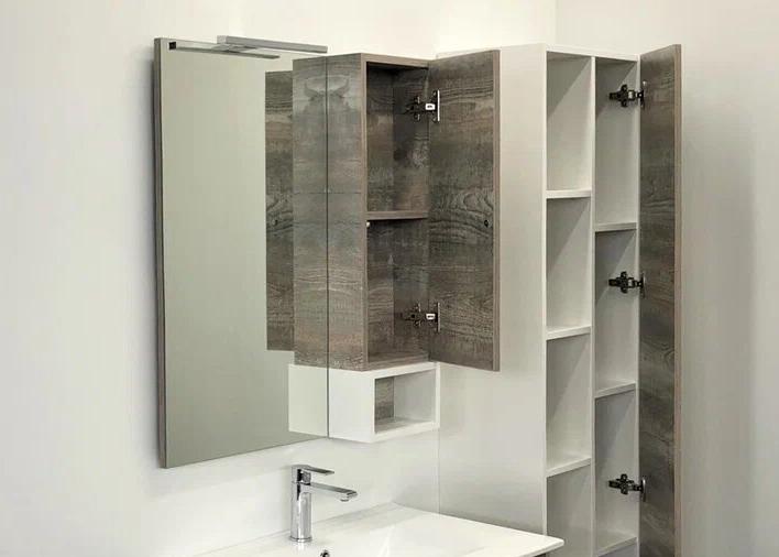 Фото Зеркало-шкаф для ванны Comforty Турин 75 дуб бежевый 