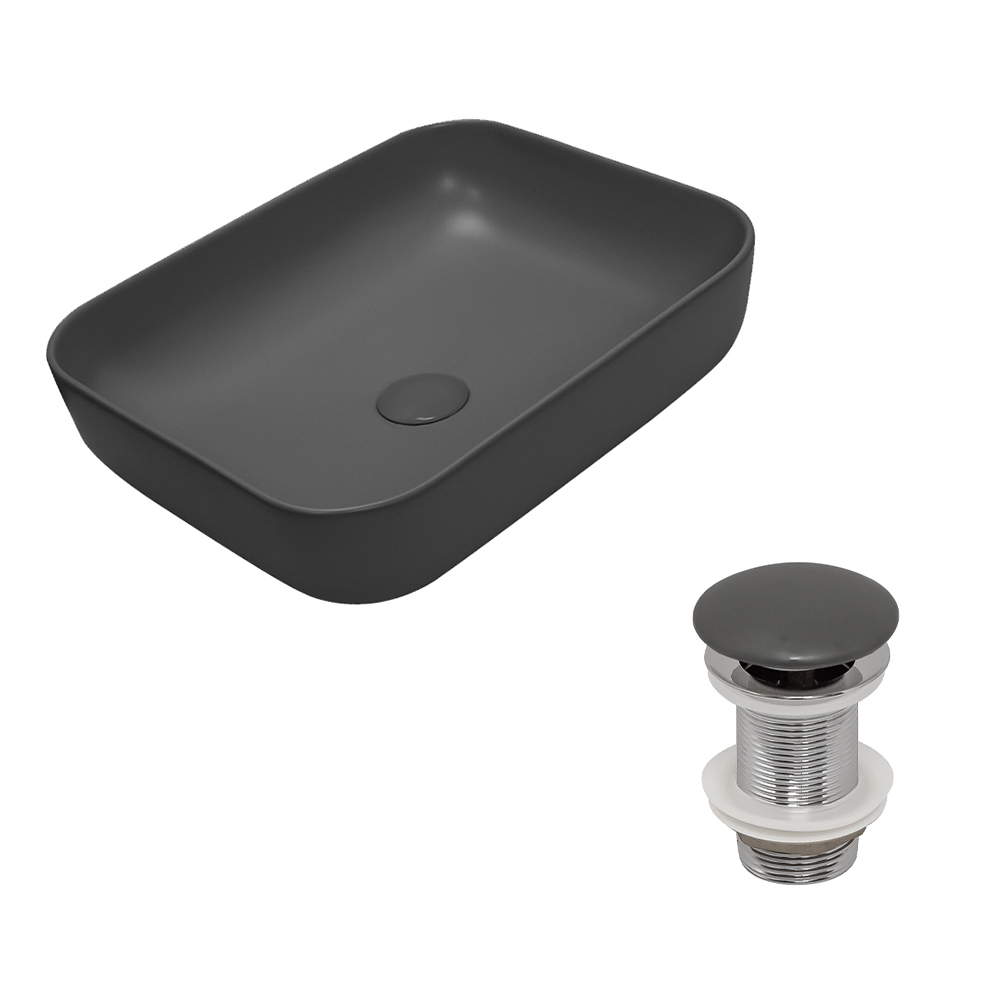 Раковина AVS Розали 50x39 темно-серая матовая с донным клапаном