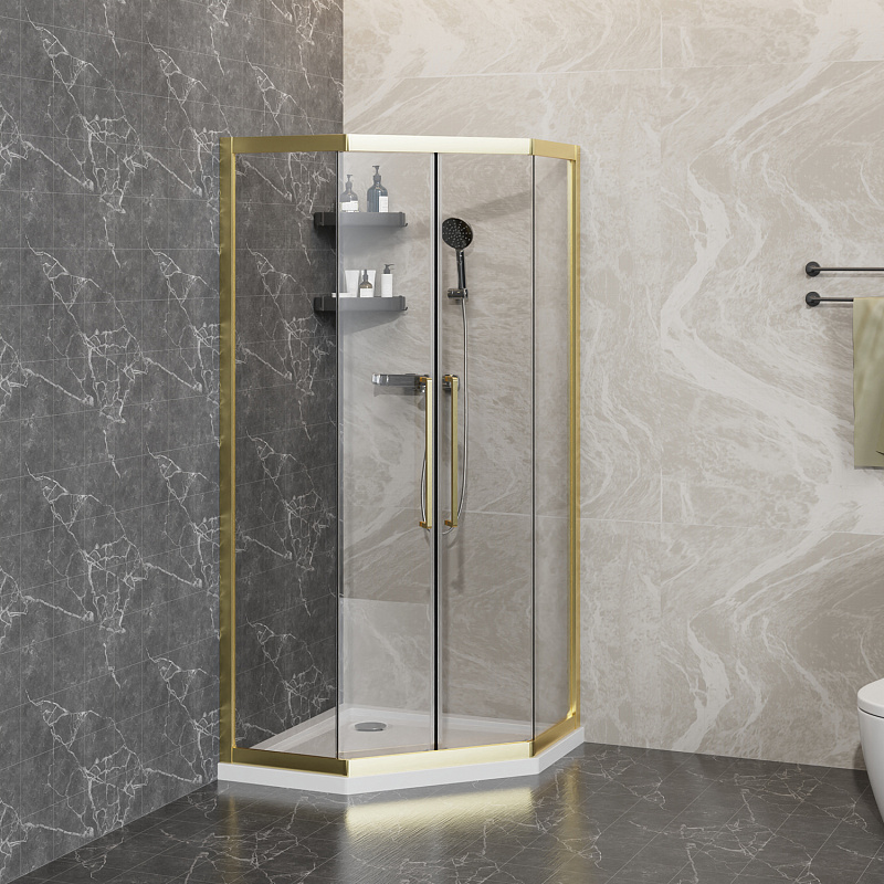 картинка Душевая уголок Azario Осака 100x100x195 ,брашированное золото