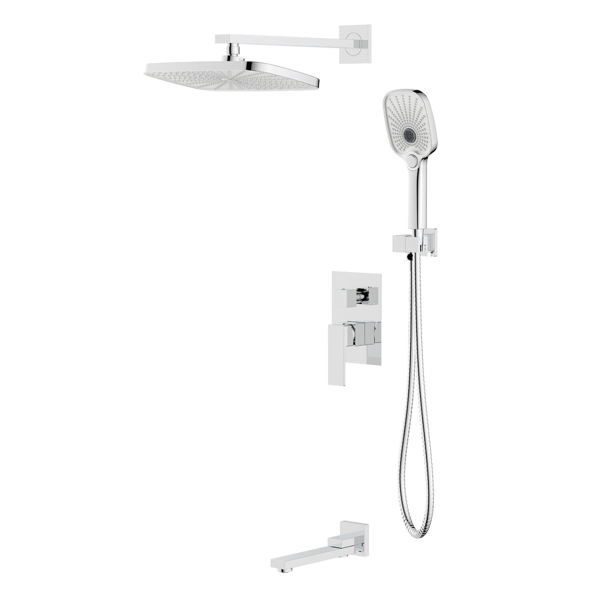 Душевая система  встраиваемая Azario Reusa с изливом, хром