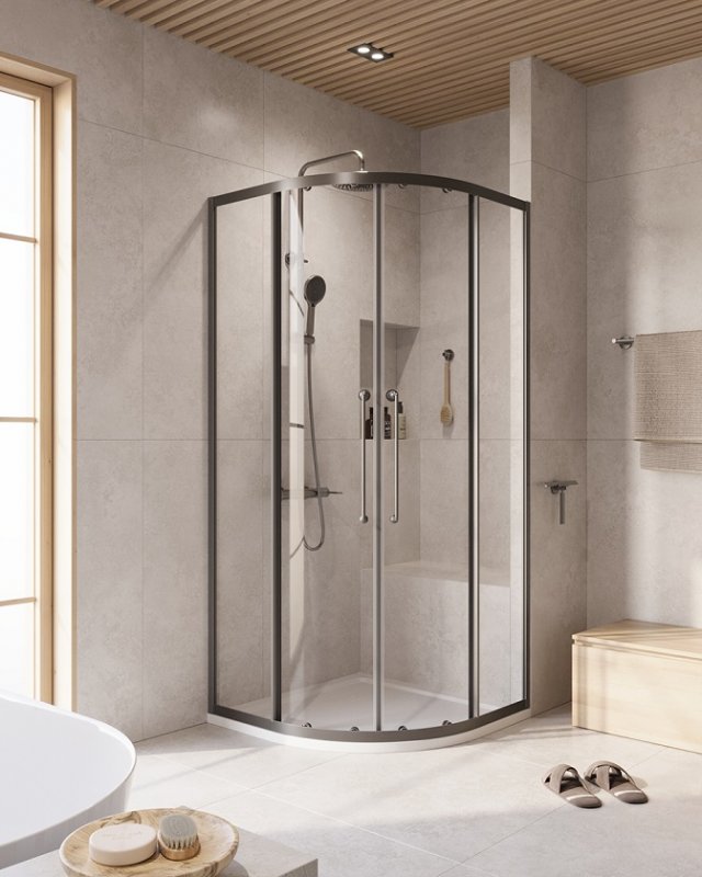 картинка Душевое ограждение CEZARES RELAX-304-R-2-100-C-GM , оружейная сталь