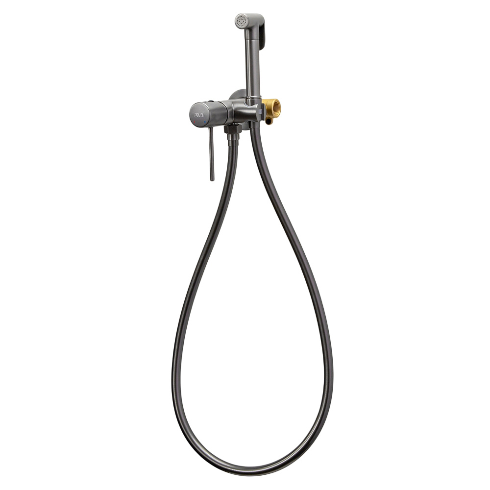 картинка Гигиенический душ со смесителем AVS Slimmer оружейная сталь