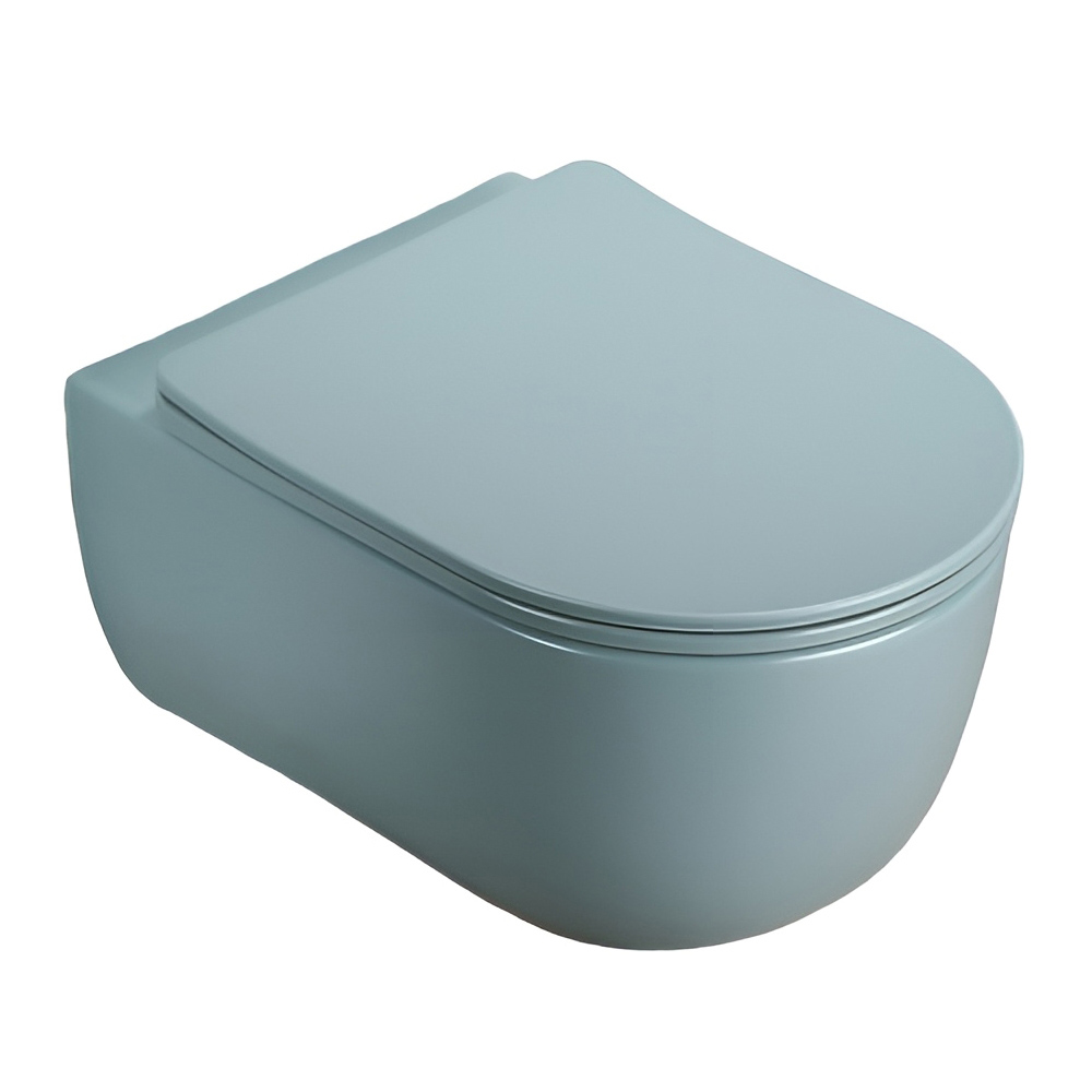 картинка Унитаз подвесной AVS Диапазон безободковый с сиденьем, зеленый матовый