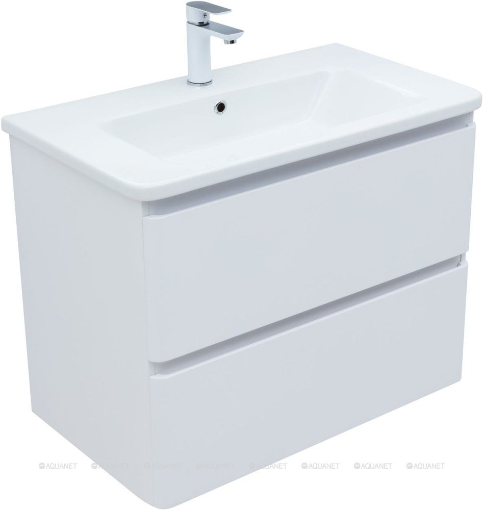 Фото Мебель Акванет Эмбер 80 белый матовый (тумба с раковиной) 