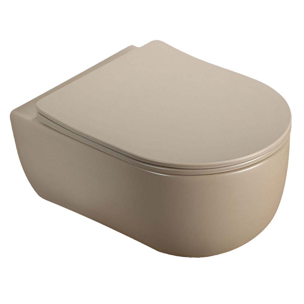 картинка Унитаз подвесной AVS Диапазон безободковый с сиденьем, капучино матовый