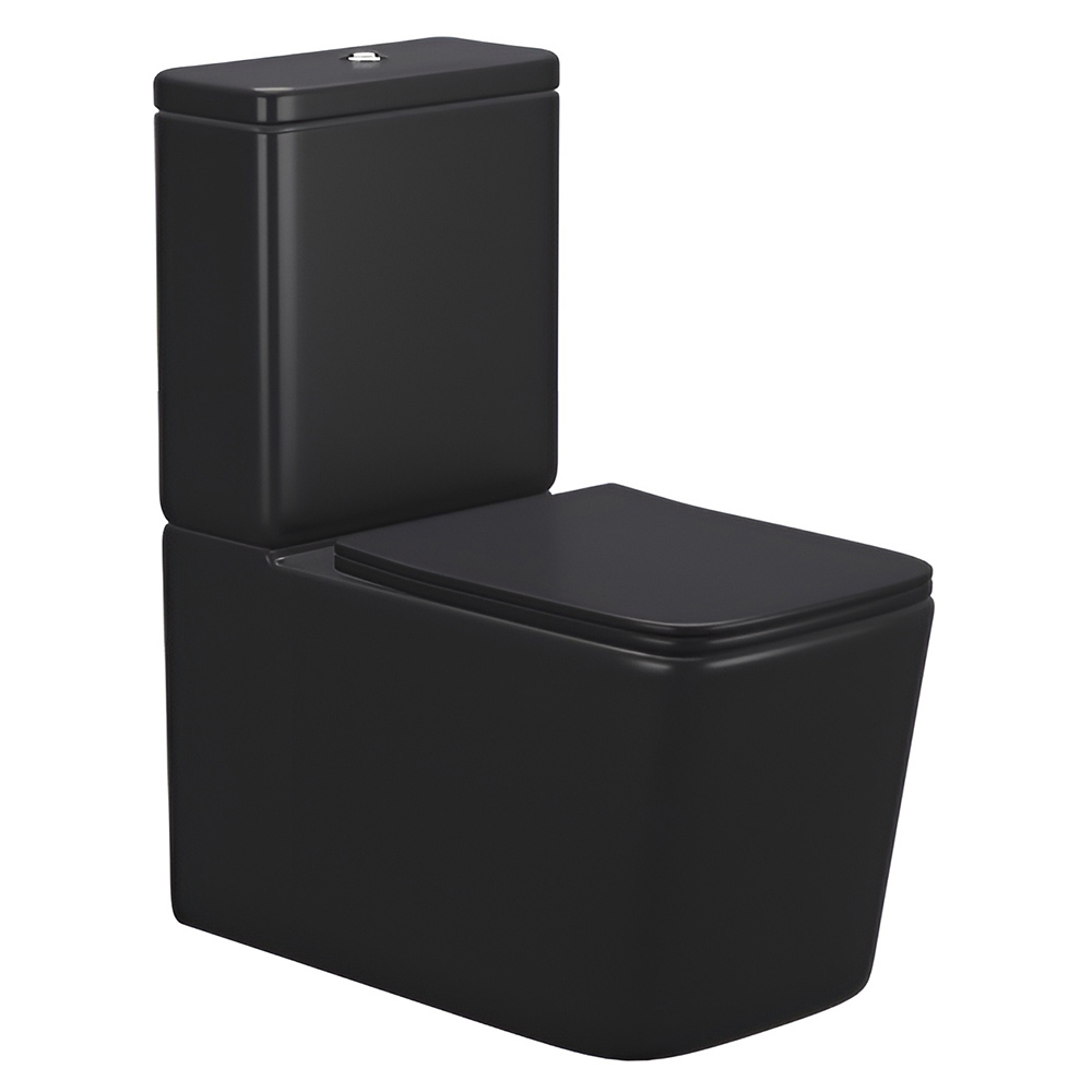 картинка Унитаз-компакт AVS Атом безободковый с сиденьем, черный матовый