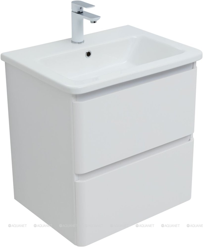 Фото Мебель Акванет Эмбер 60 белый матовый (тумба с раковиной) 