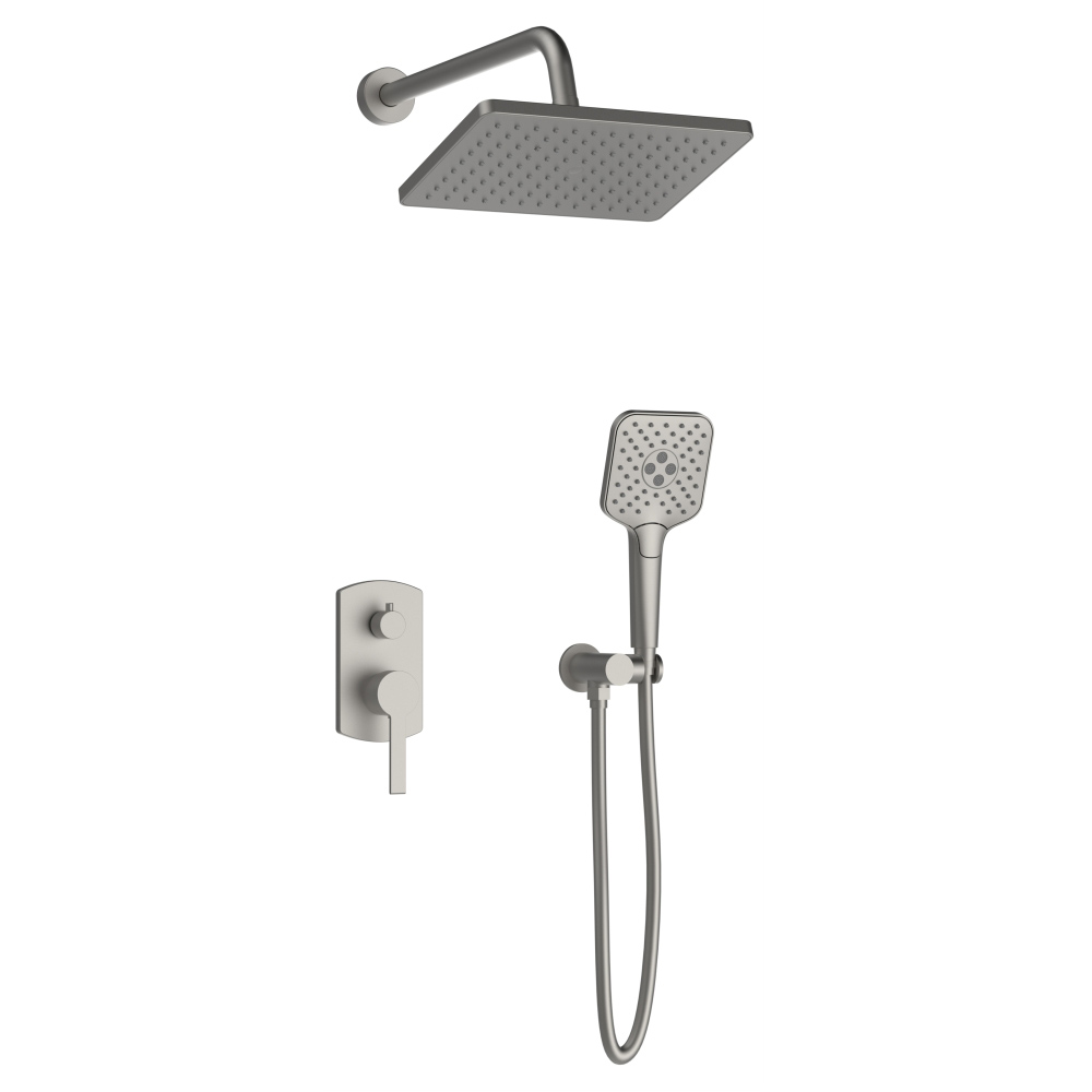 Душевой комплект AVS Elegant 3в1 квадратный, брашированный никель