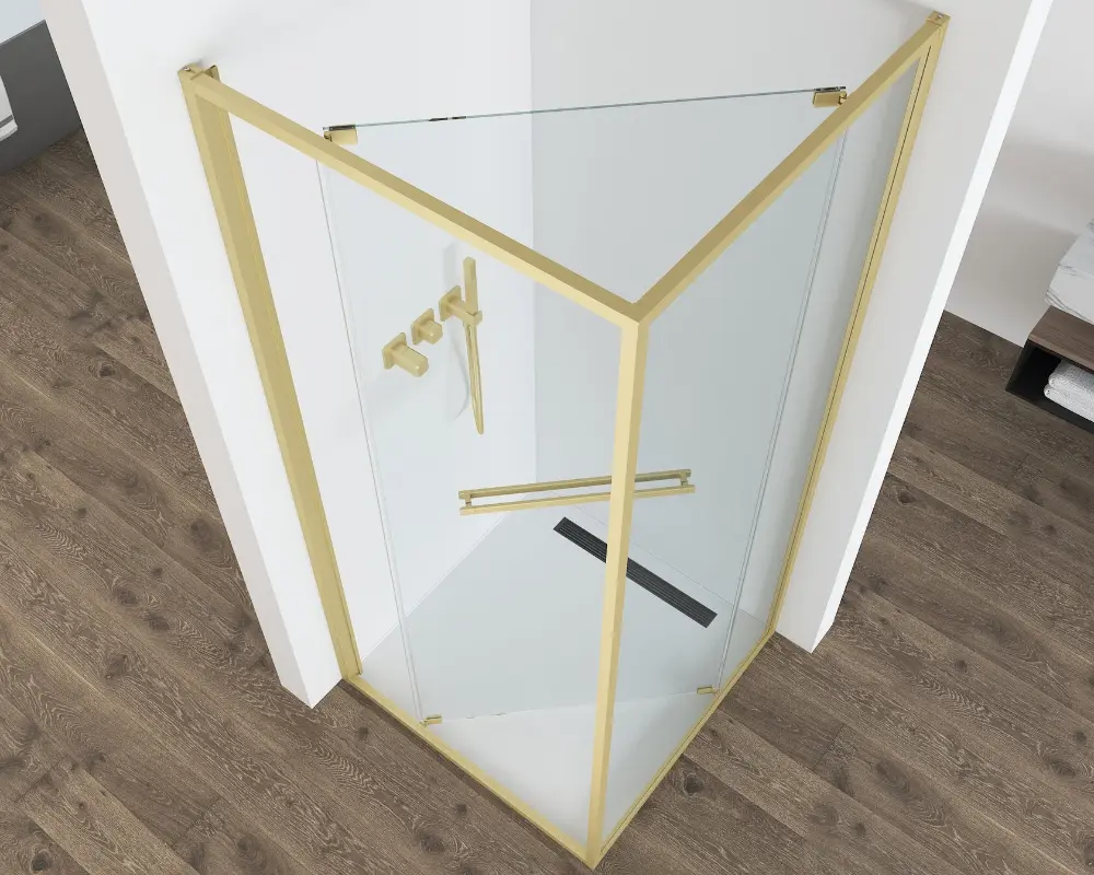 картинка Душевое ограждение Black&White S1120-9090G 90x90, брашированное золото