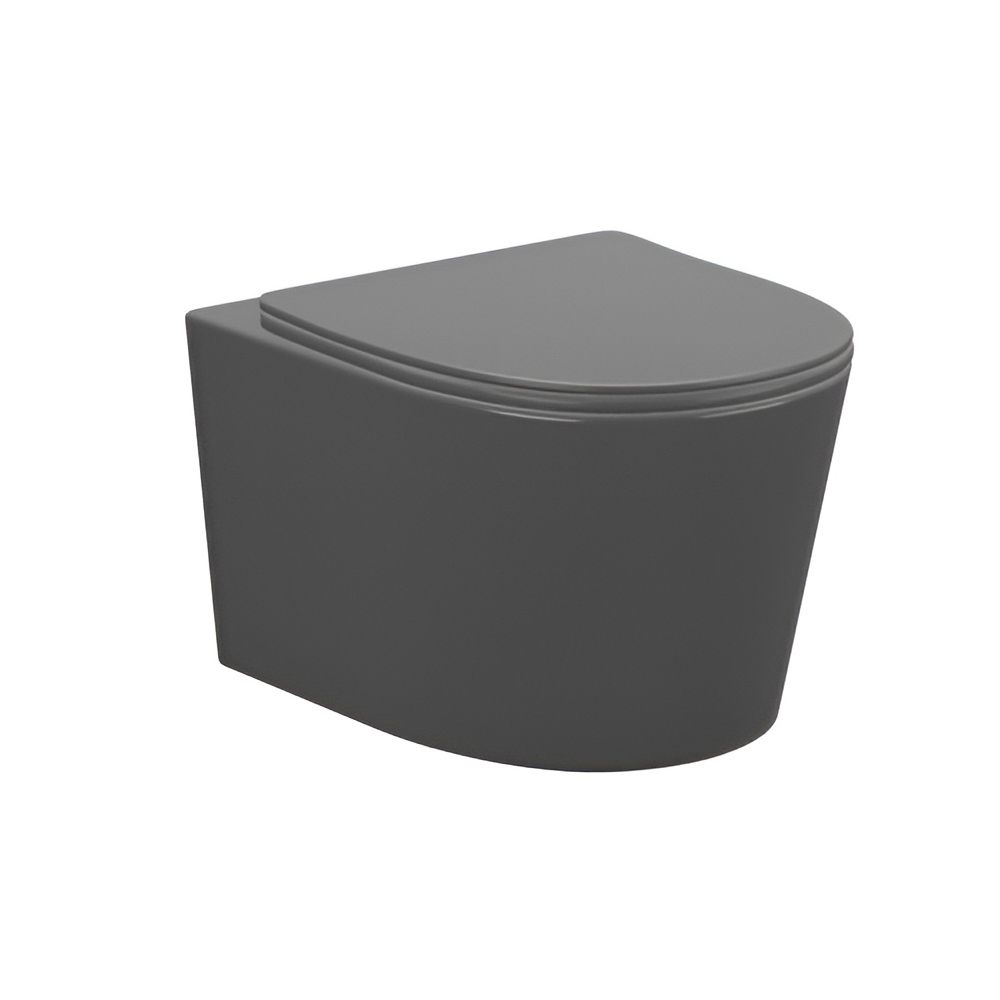 картинка Унитаз подвесной AVS Спектр безободковый с сиденьем, темно-серый матовый