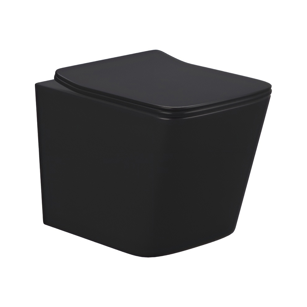 картинка Унитаз подвесной AVS Модерн безободковый с сиденьем, черный матовый
