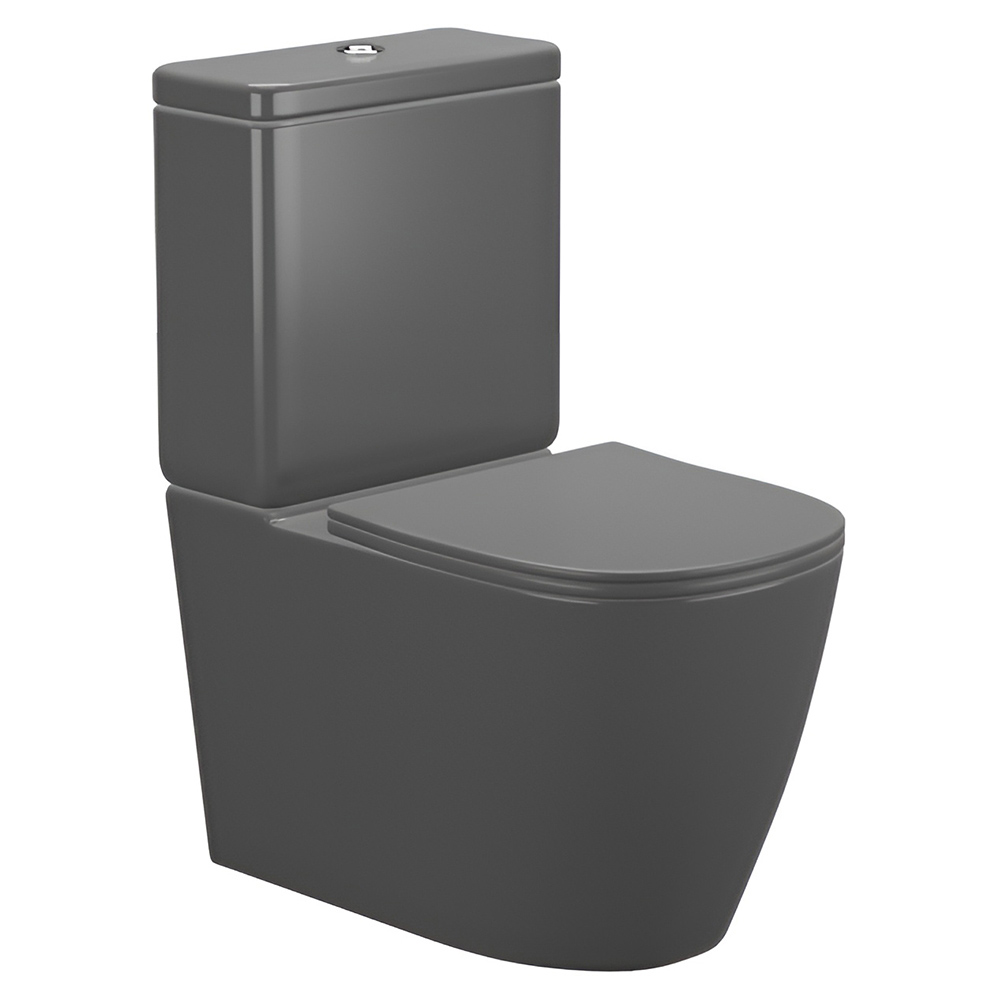 картинка Унитаз-компакт AVS Импульс безободковый с сиденьем, темно-серый матовый