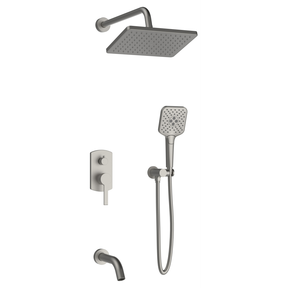 Душевой комплект AVS Elegant 4в1 квадратный, брашированный никель