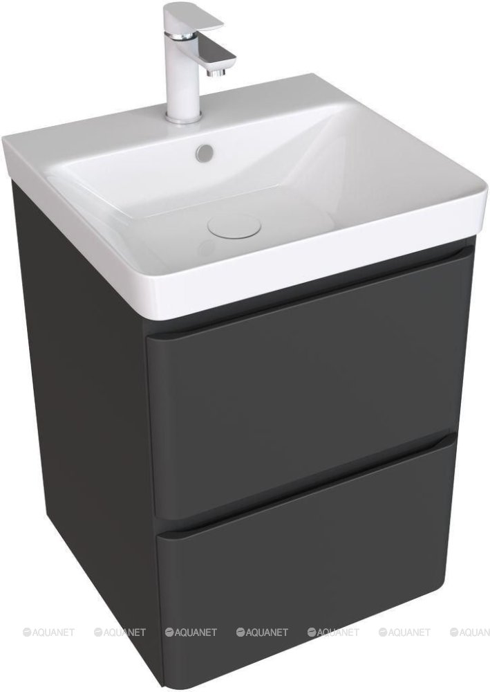 Фото Мебель Акванет Эмбер 50 черный матовый (тумба с раковиной) 
