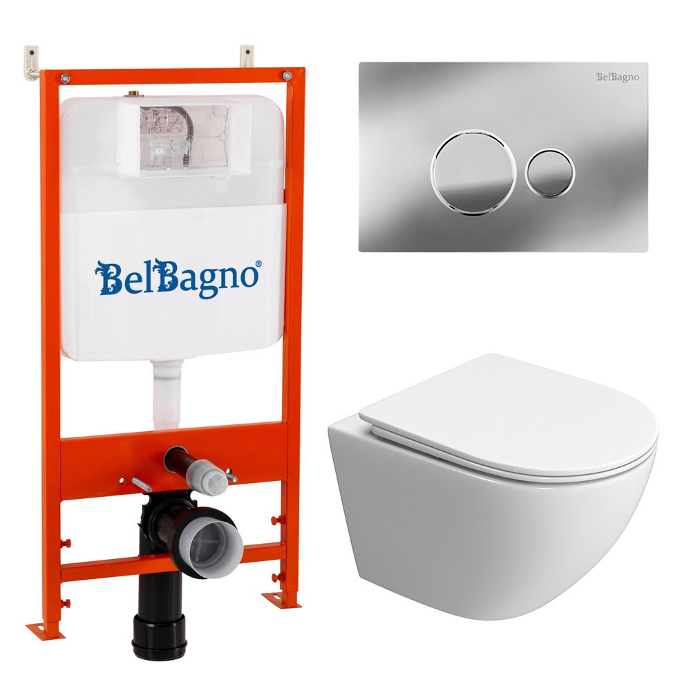 Инсталляция BELBAGNO BB026 с унитазом UNO-TOR и клавишей смыва хром