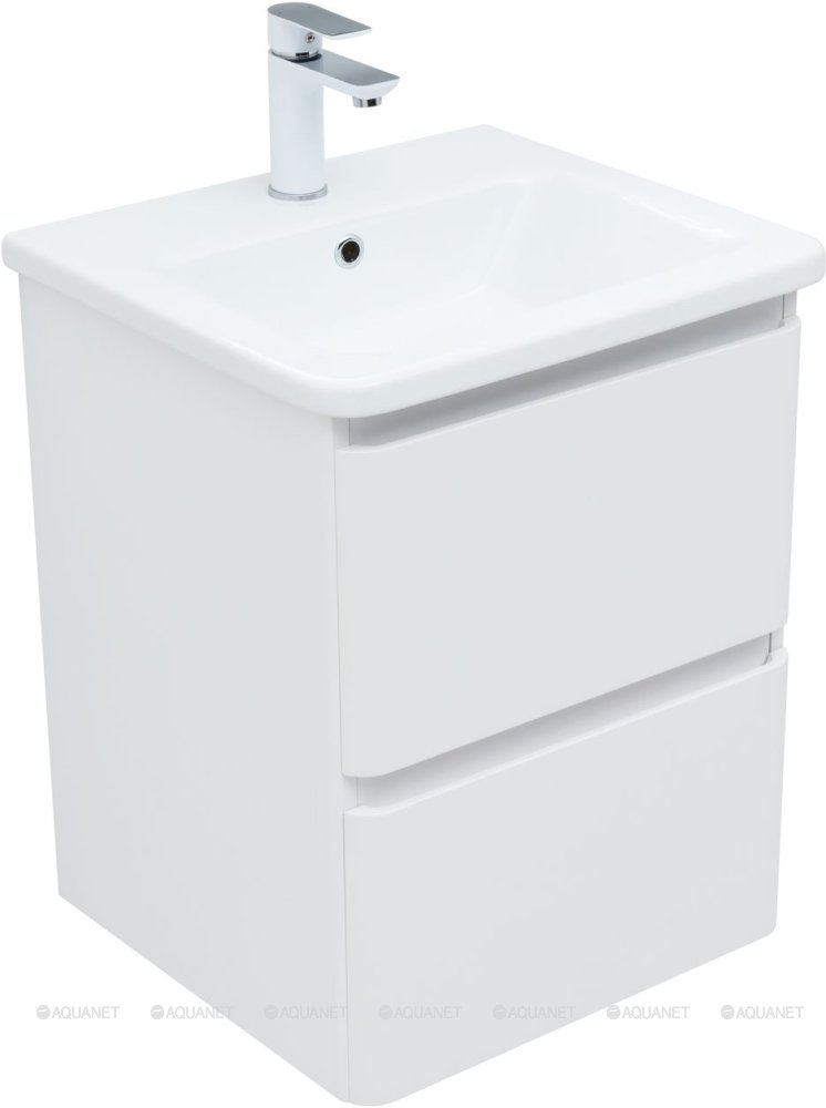 Фото Мебель Акванет Эмбер 50 белый матовый (тумба с раковиной) 