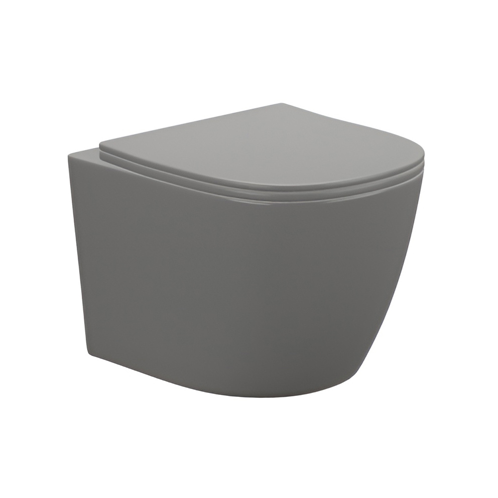 картинка Унитаз подвесной AVS Контур безободковый с сиденьем, цементно-серый матовый