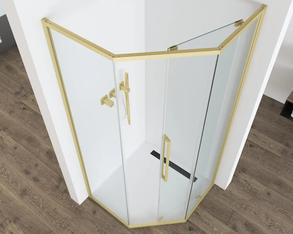 картинка Душевое ограждение Black&White S1150-9090G 90x90, брашированное золото