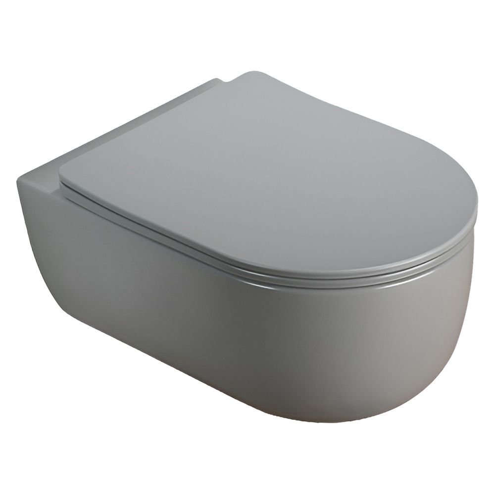 картинка Унитаз подвесной AVS Диапазон безободковый с сиденьем, цементно-серый матовый