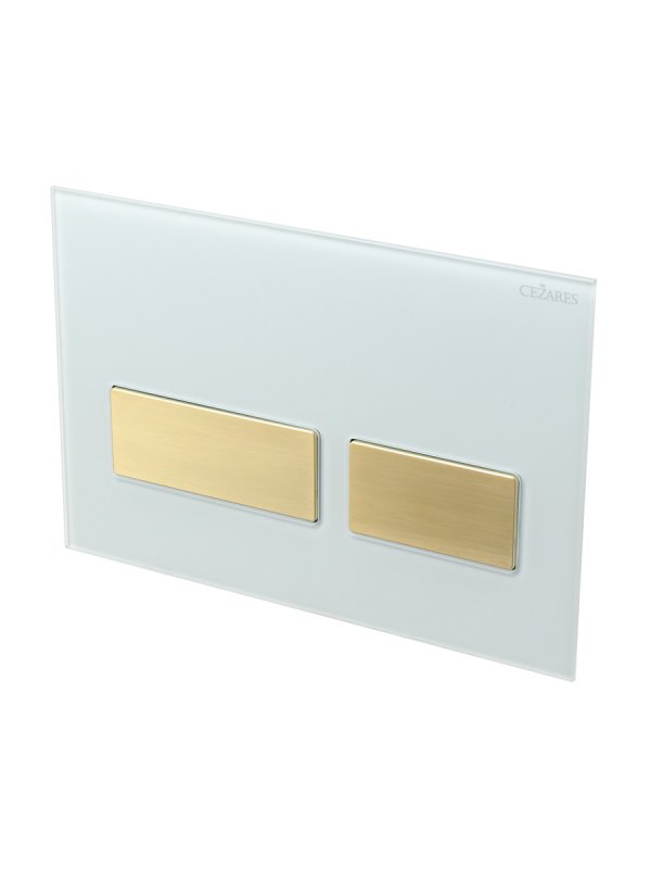 Панель смыва CEZARES LUX-BTN, Белое стекло/золото матовое
