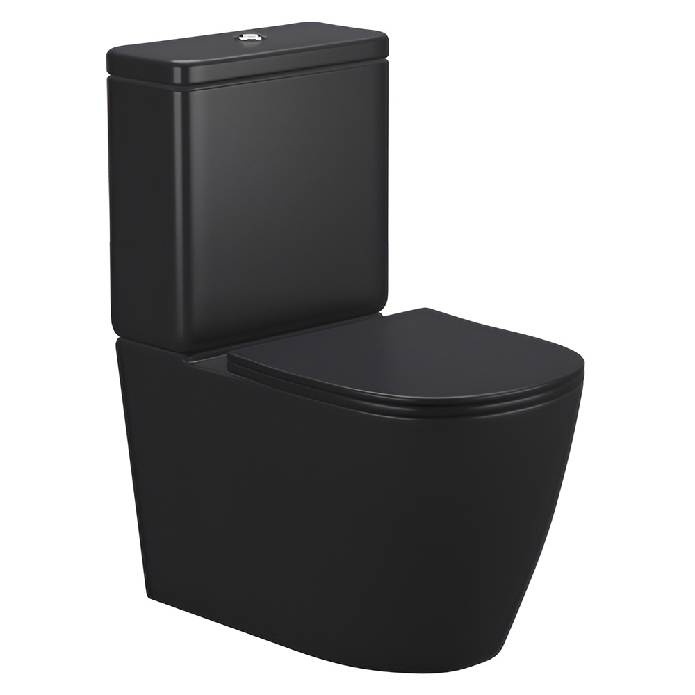 картинка Унитаз-компакт AVS Импульс безободковый с сиденьем, черный матовый