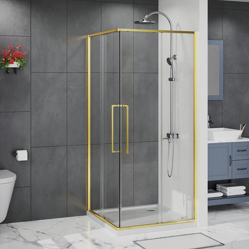 картинка Душевая уголок Azario Шанхай R43 100x100x195 ,брашированное золото