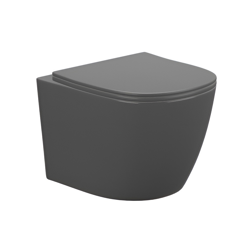 картинка Унитаз подвесной AVS Контур безободковый с сиденьем, темно-серый матовый