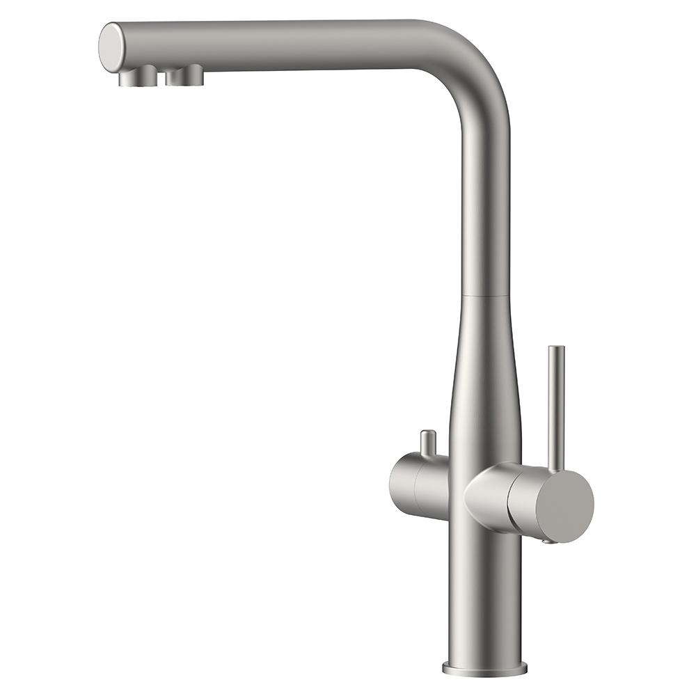 картинка Смеситель для кухни AVS PureRiver брашированный никель, Г-образный излив