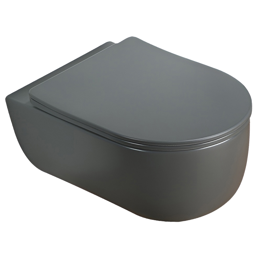 картинка Унитаз подвесной AVS Диапазон безободковый с сиденьем, темно-серый матовый