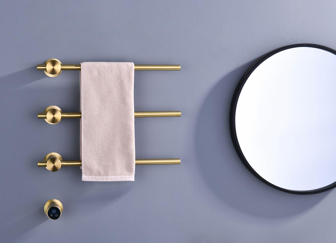 картинка Полотенцесушитель электрический, встроенный Timo Saona 51x45 см., Золото матовое