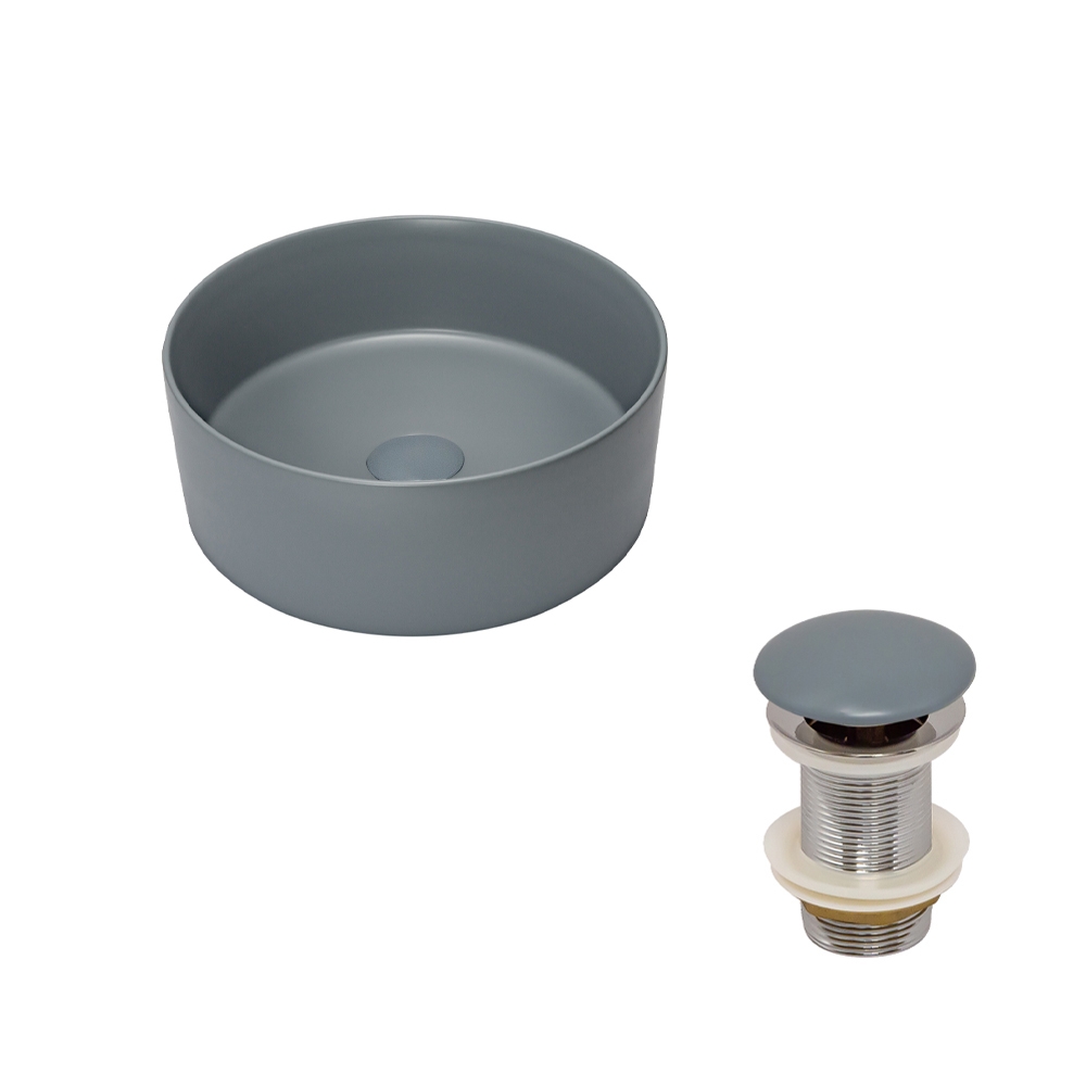 Раковина AVS Лилиан 36x36 голубая матовая с донным клапаном